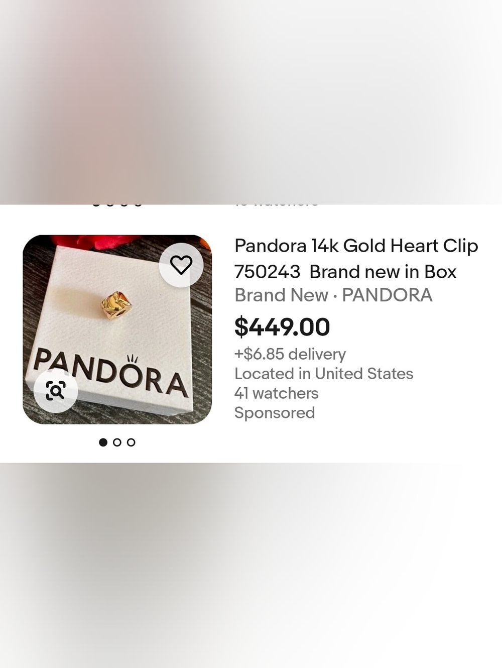 Pandora Two Vintage 14k Solid Gold Heart Clips - Picture 7 of 7